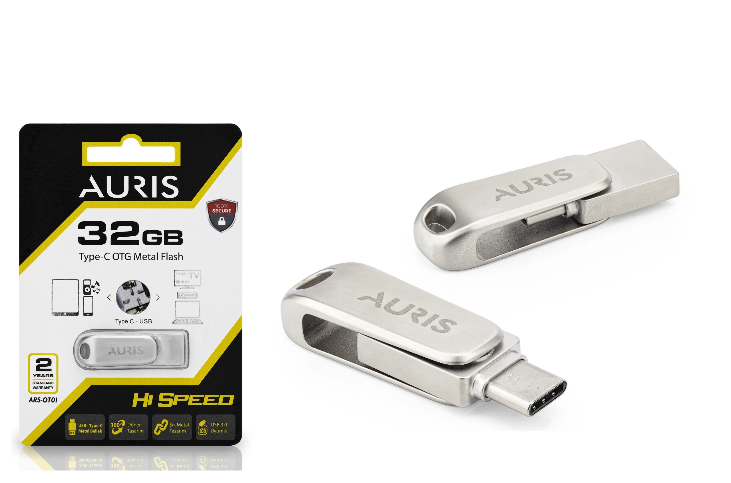 AURİS ARS-OT01 32 GB TYPE-C OTG USB METAL FLASH BELLEK